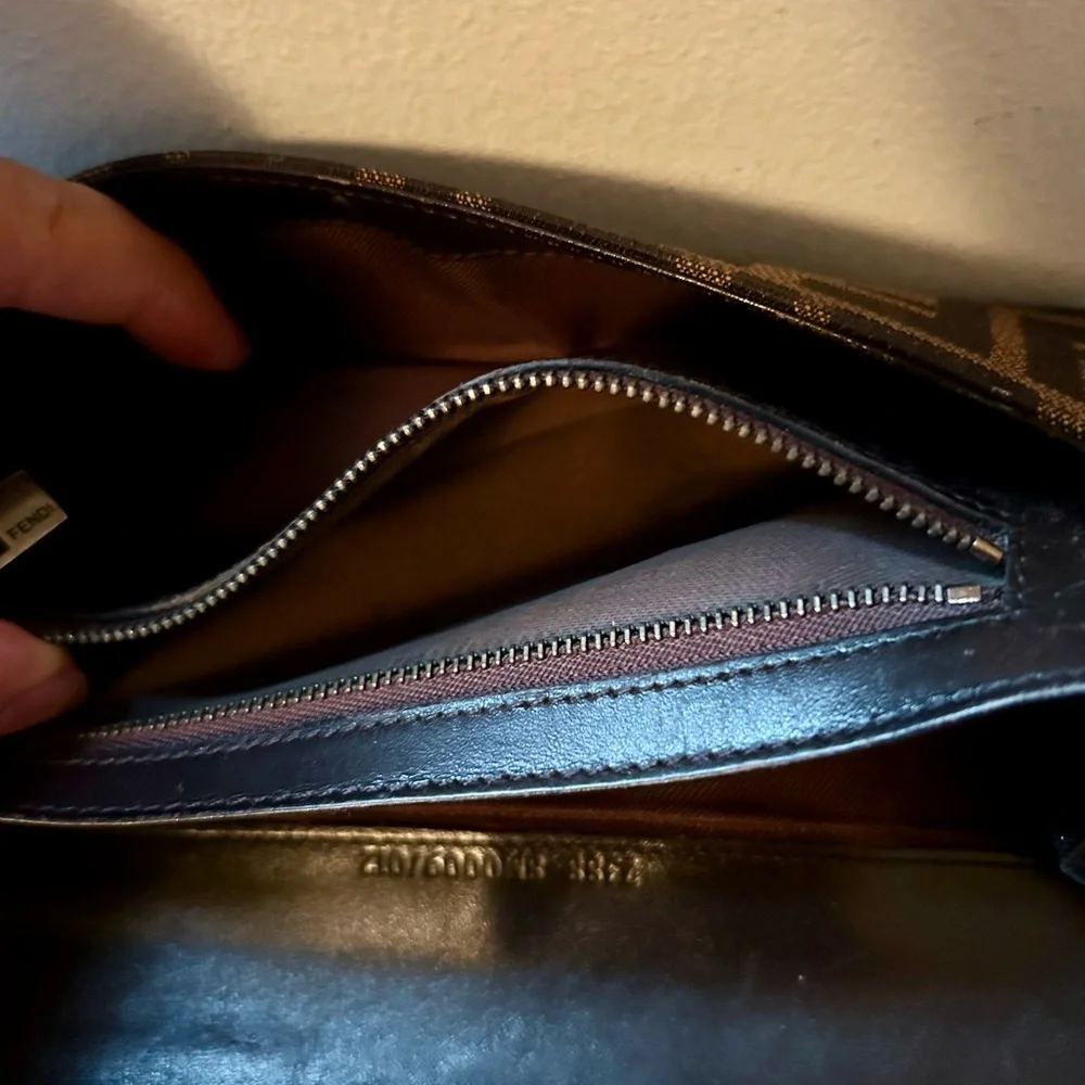 Fendi Zucca FF Chocolate Leather - Canvas Print Long Wallet With Dust Bag - Picture 7 of 9
